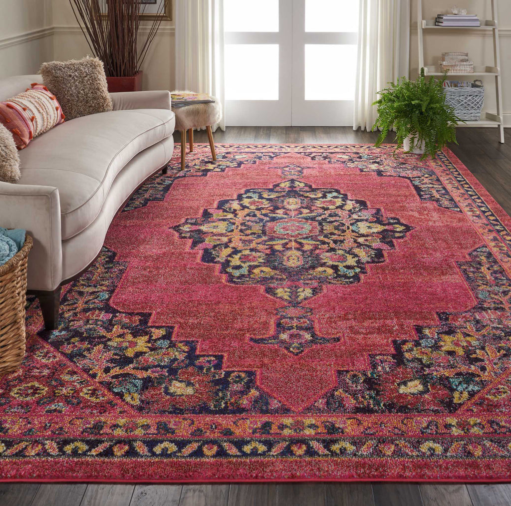 Nourison Passionate PST01 Pink/Flame Area Rug Room Scene Featured