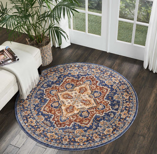 Nourison Reseda RES01 Blue Area Rug Room Image