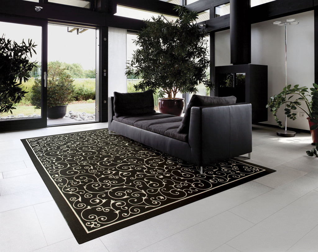 Nourison Home and Garden RS019 Black Area Rug 8' X 11' Living Space Shot Feature