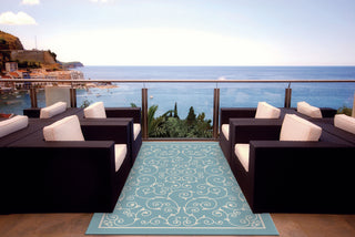 Nourison Home and Garden RS019 Light Blue Area Rug 6' X 8' Outdoor Shot Feature