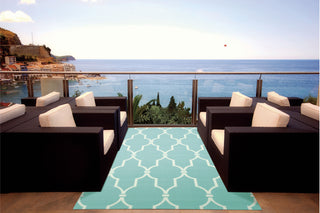 Nourison Home and Garden RS087 Aqua Area Rug 5' X 7' Outdoor Shot Feature