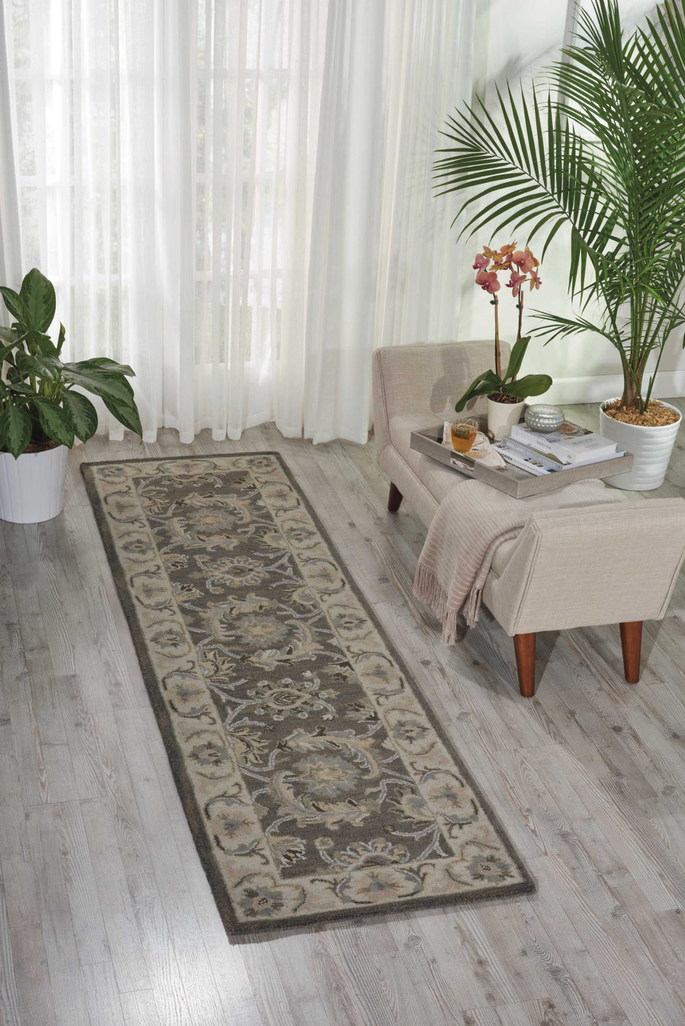 Nourison Sepia SEP05 Grey Area Rug Room Image Feature