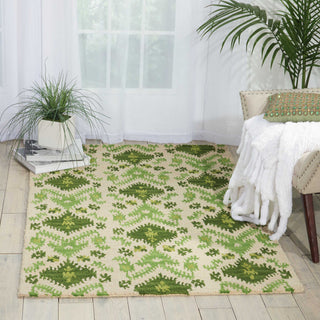 Nourison Siam SIA01 Ivory Green Area Rug Room Image Feature