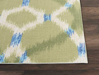 Nourison Sun and Shade SND05 Izmir Ikat Avocado Area Rug by Waverly Corner On Wood