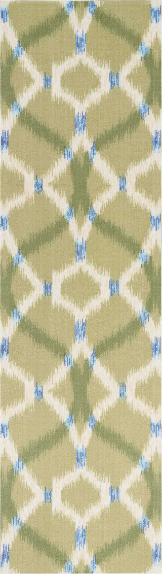 Nourison Sun and Shade SND05 Izmir Ikat Avocado Area Rug by Waverly Runner