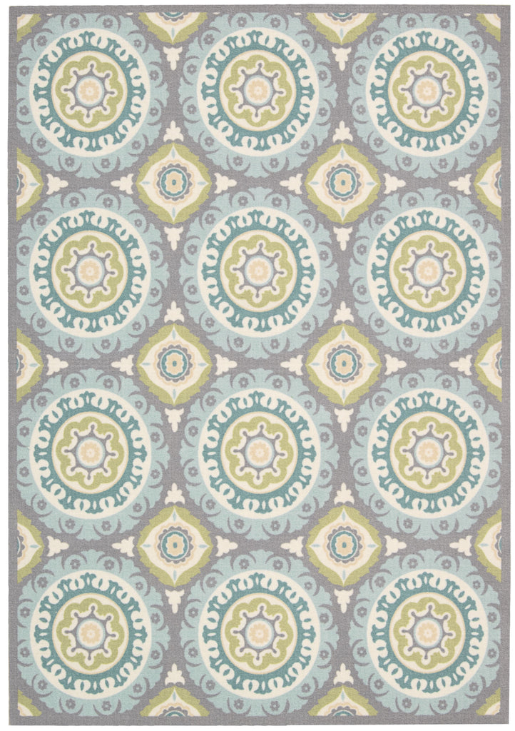 Nourison Sun and Shade SND16 Solar Flair Jade Area Rug by Waverly main image