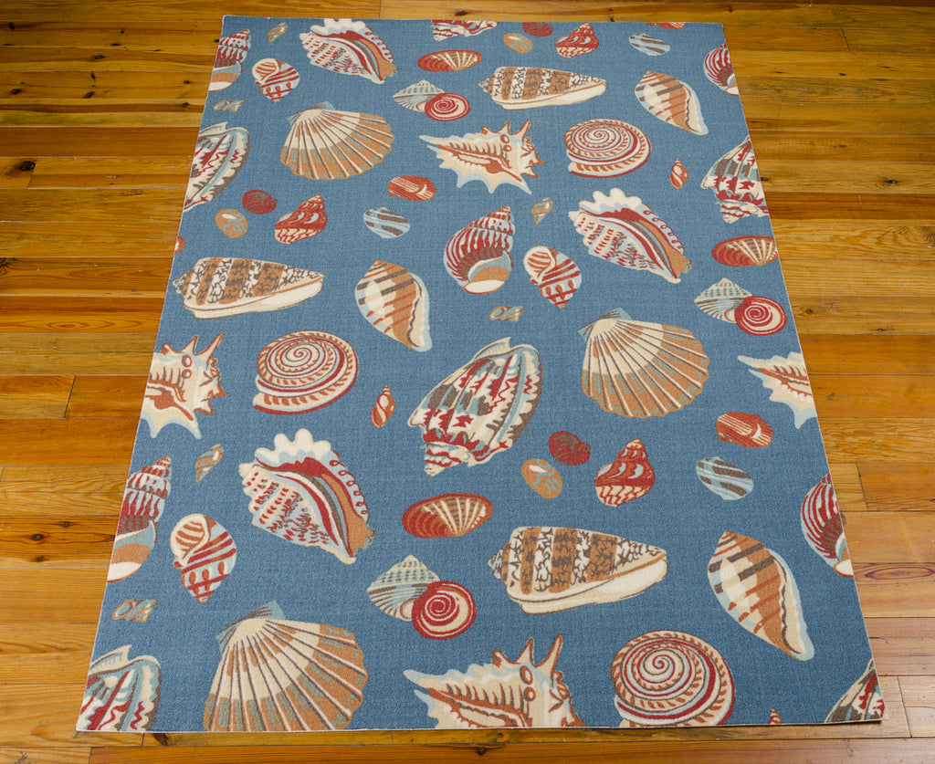 Nourison Sun and Shade SND22 Low Tide Azure Area Rug by Waverly 6' X 8' Floor Shot Feature
