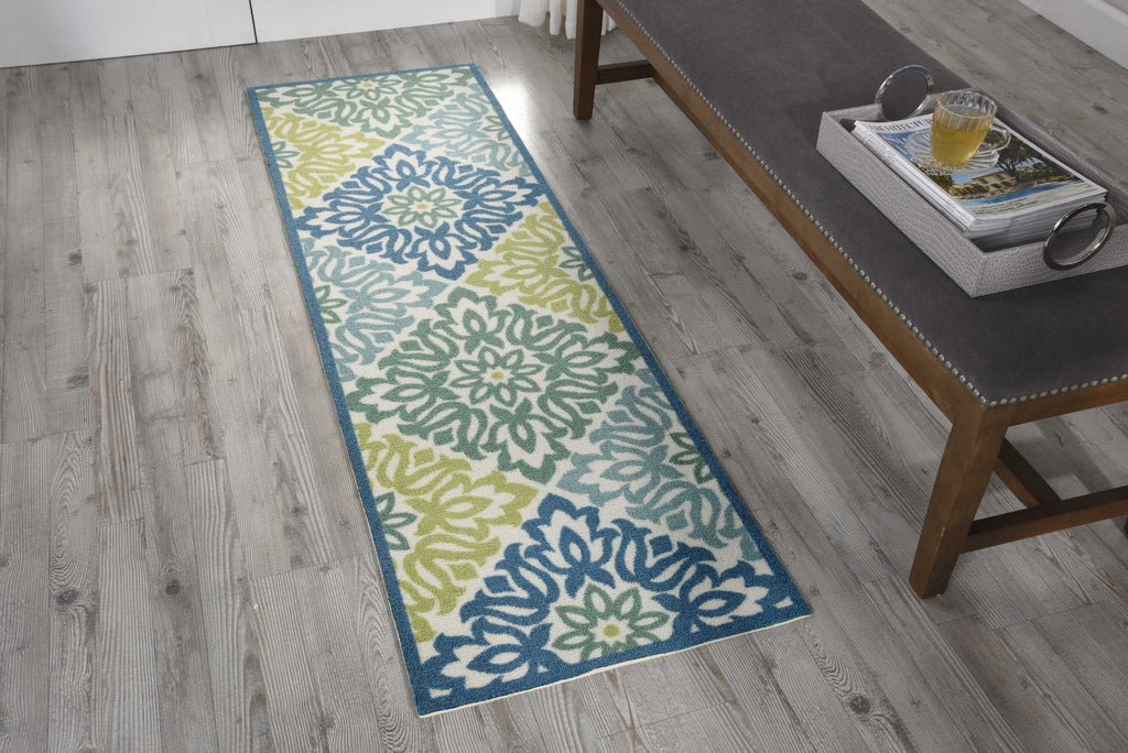 Nourison Wav01/Sun and Shade SND23 Blue Area Rug by Waverly Room Image Feature