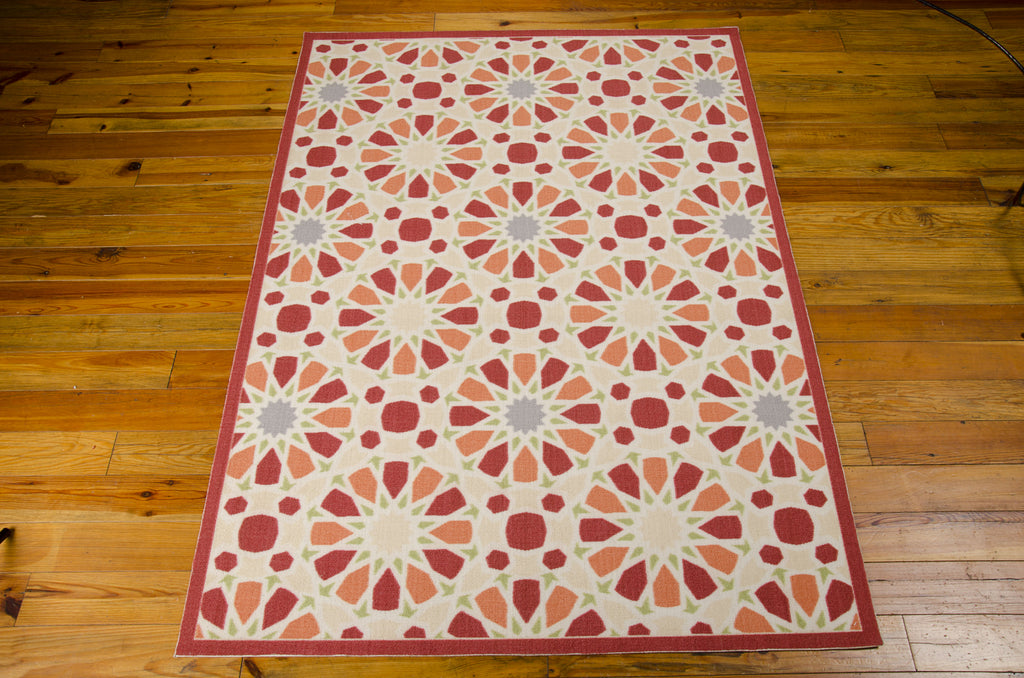 Nourison Sun and Shade SND29 Starry Eyed Flamingo Area Rug by Waverly 6' X 8' Floor Shot Feature