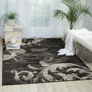 Nourison Soho SOH05 Black Grey Area Rug Room Image Feature