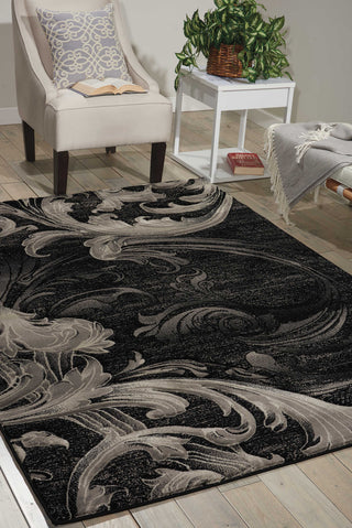 Nourison Soho SOH05 Black Grey Area Rug Room Image Feature