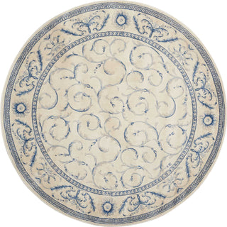 Nourison Somerset ST02 Ivory Blue Area Rug 5' 6'' Round