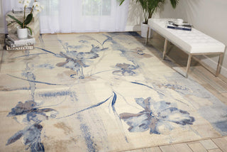 Nourison Somerset ST18 Ivory Blue Area Rug Room Scene Featured