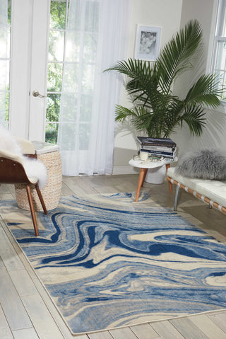 Nourison Somerset ST749 Light Blue Area Rug Room Image Feature