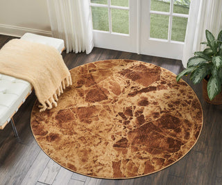 Nourison Somerset ST745 Latte Area Rug 5'6'' Round In Room 