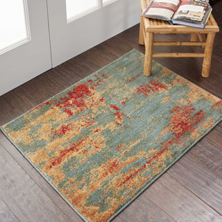 Nourison Somerset ST91 Teal/Multicolor Area Rug 2' X 3'