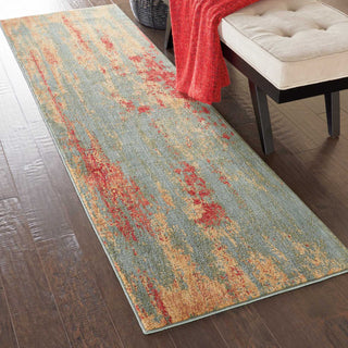 Nourison Somerset ST91 Teal/Multicolor Area Rug 2' X 6'