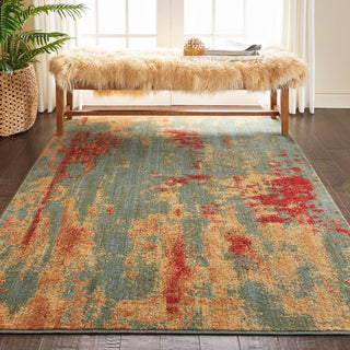 Nourison Somerset ST91 Teal/Multicolor Area Rug 4' X 6'