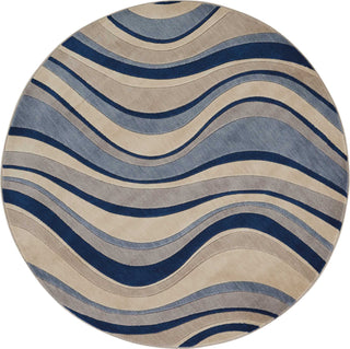 Nourison Somerset ST81 Ivory Blue Area Rug 5' 6'' Round