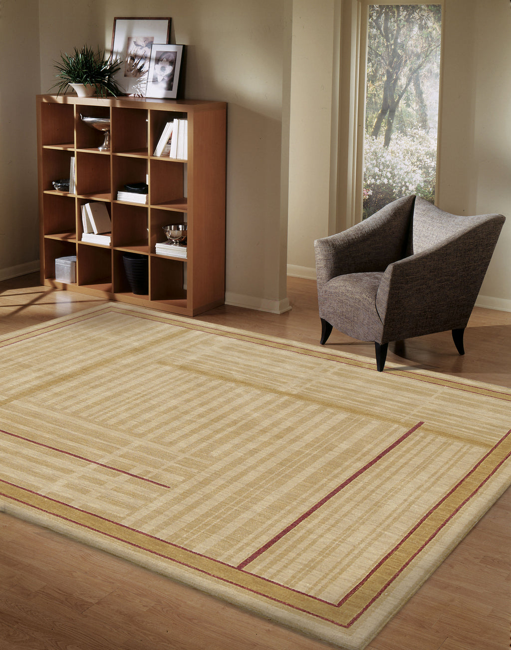 Nourison Somerset ST17 Gold Area Rug 6' X 8' Living Space Shot Feature
