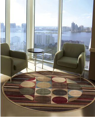 Nourison Somerset ST80 Multicolor Area Rug 6' Round Living Space Shot