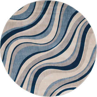 Nourison Somerset ST81 Ivory Blue Area Rug Round Image