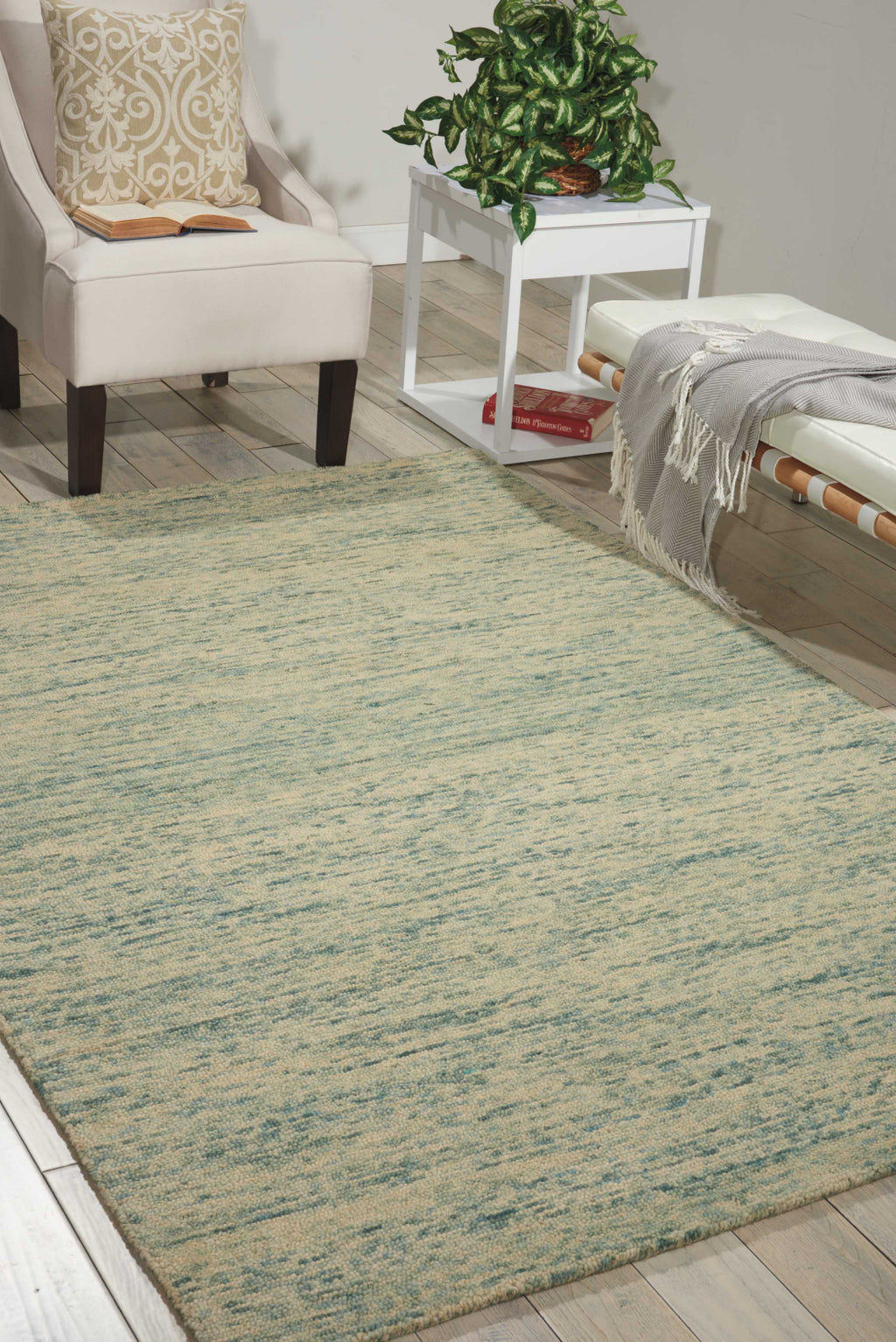 Nourison Sterling STER1 Seafoam Area Rug Room Image Feature