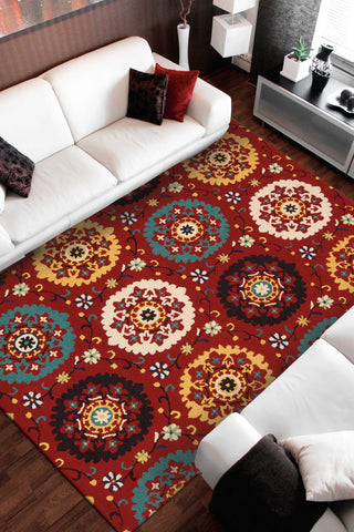 Nourison Suzani SUZ01 Red Area Rug Room Image Feature