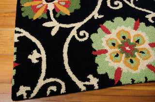 Nourison Suzani SUZ03 Black Area Rug Corner Image