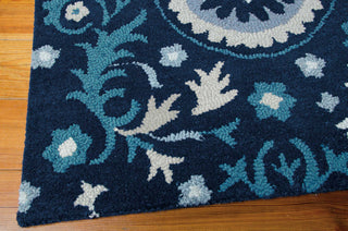 Nourison Suzani SUZ07 Navy Area Rug Corner Image