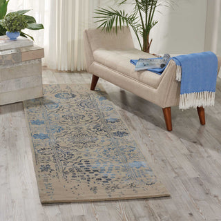 Nourison Symphony SYM14 Ivory Blue Area Rug Room Image Feature