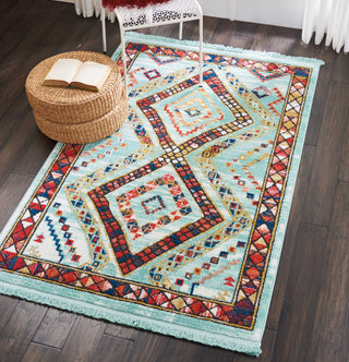 Tribal Decor TRL02 Aqua Area Rug by Nourison Room Image