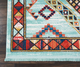 Tribal Decor TRL02 Aqua Area Rug by Nourison Corner Image