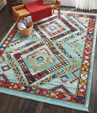 Tribal Decor TRL02 Aqua Area Rug by Nourison Room Image