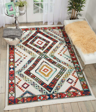 Nourison Tribal Decor TRL02 White Area Rug Room Image Feature