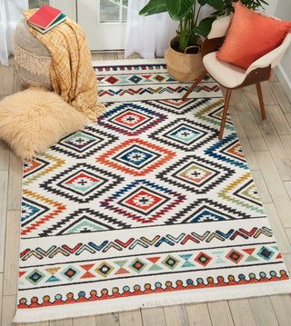 Nourison Tribal Decor TRL06 White Area Rug Room Image Feature