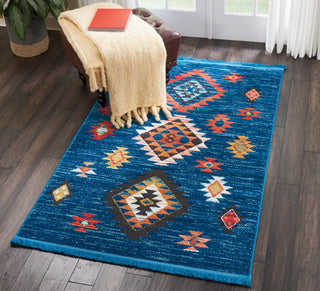 Nourison Tribal Decor TRL07 Blue Area Rug Room Image Feature