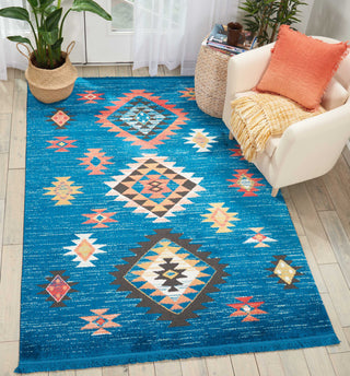 Tribal Decor TRL07 Blue Area Rug by Nourison Room Image