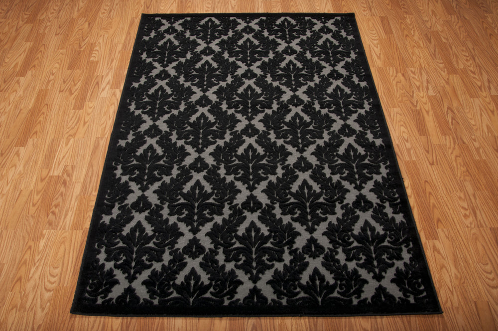 Nourison Ultima UL632 Grey Black Area Rug 6' X 8' Floor Shot Feature