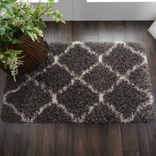 Nourison Ultra Plush Shag ULP02 Charcoal/Beige Area Rug 2' X 4'