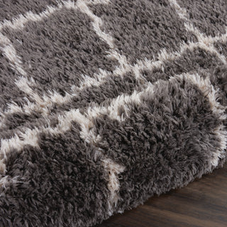 Nourison Ultra Plush Shag ULP02 Charcoal/Beige Area Rug 2' X 4'