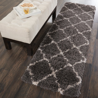 Nourison Ultra Plush Shag ULP02 Charcoal/Beige Area Rug 2' X 8'