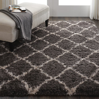 Nourison Ultra Plush Shag ULP02 Charcoal/Beige Area Rug 4' X 6' Feature