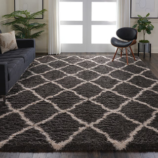 Nourison Ultra Plush Shag ULP02 Charcoal/Beige Area Rug 9' X 12' Feature