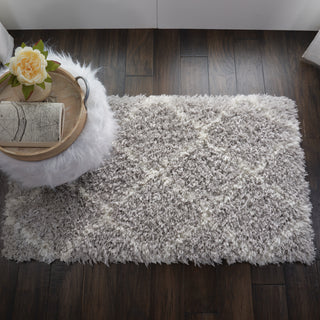 Nourison Ultra Plush Shag ULP02 Grey/Ivory Area Rug 2' X 4'