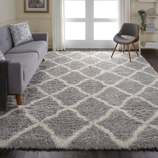 Nourison Ultra Plush Shag ULP02 Grey/Ivory Area Rug 9' X 12' Feature