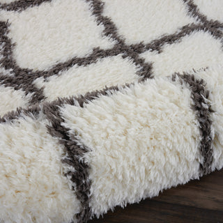 Nourison Ultra Plush Shag ULP02 Ivory/Charcoal Area Rug 2' X 4'