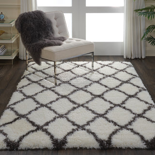 Nourison Ultra Plush Shag ULP02 Ivory/Charcoal Area Rug 4' X 6' Feature