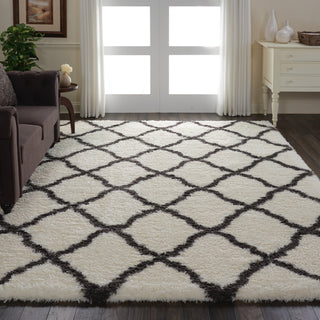 Nourison Ultra Plush Shag ULP02 Ivory/Charcoal Area Rug 9' X 12' Feature