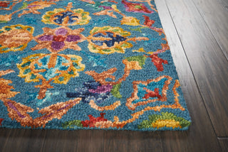 Nourison Vivid VIV08 Teal Area Rug Detail Image